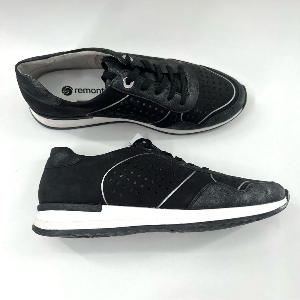 RIEKER -REMONTE Retro Lifestyler  Black/Silver Sneaker Women's Size EU 39 - NEW